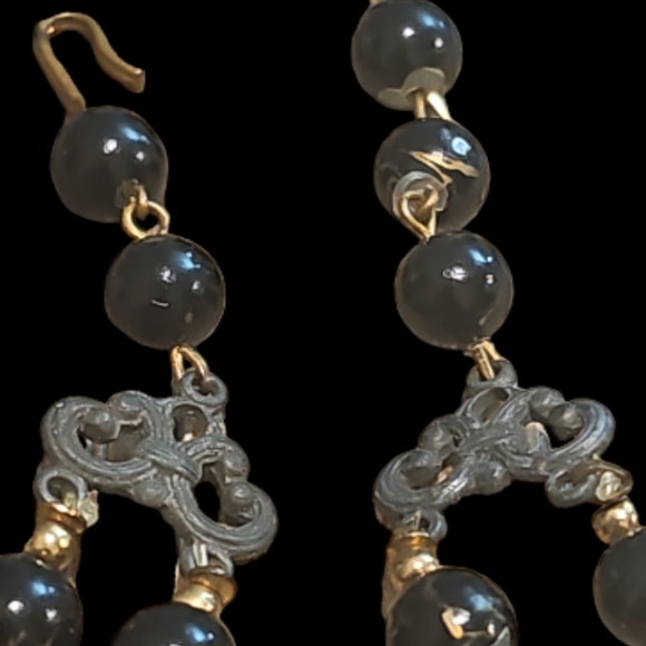 Vintage Two Strands Black Agate Necklace. - Picture 8 of 8